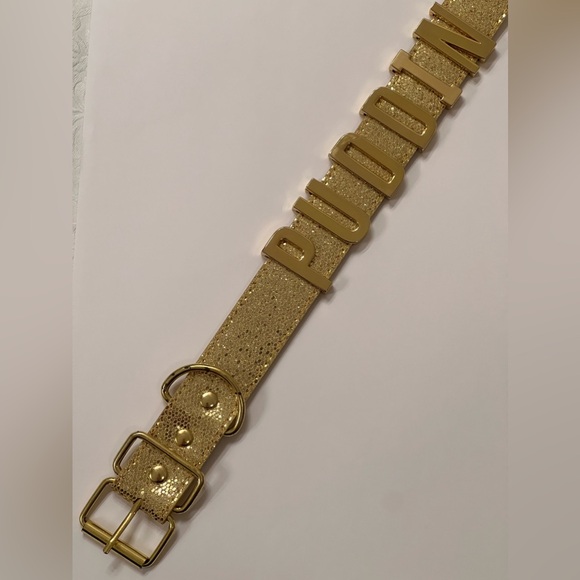 Sparkle Gold Tone Choker Collar Necklace - Wear Plain or as Harley Quinn PUDDIN - Picture 4 of 8